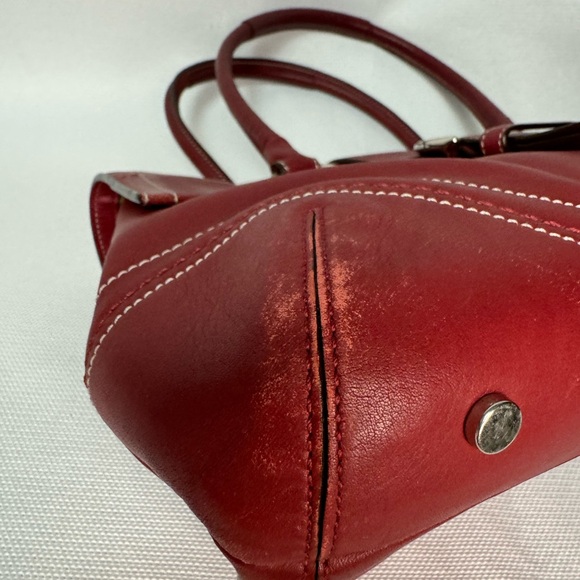 SOLD Coach Red Leather Shoulder Bag w/Large Silver Buckle GUC #10913 - Picture 11 of 13